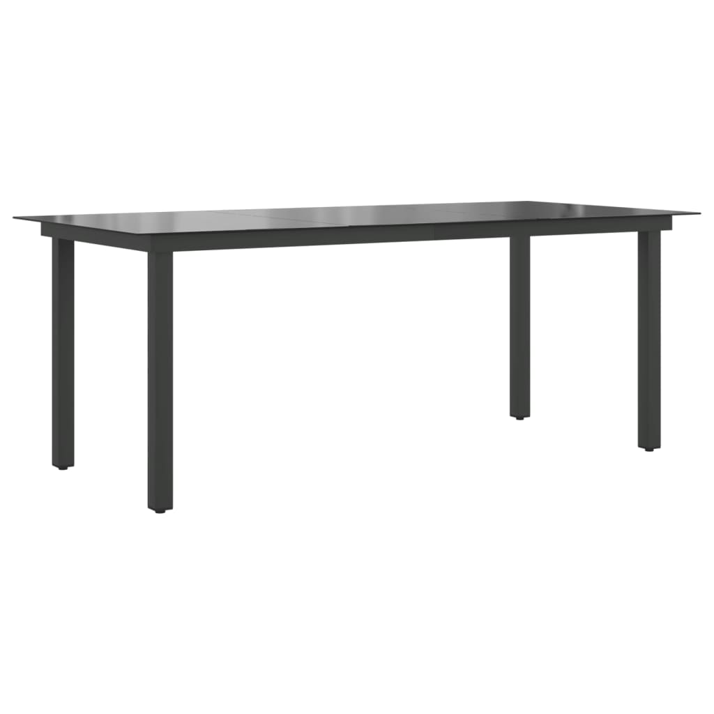 Garden Table Black 190x90x74 cm Aluminium and Glass