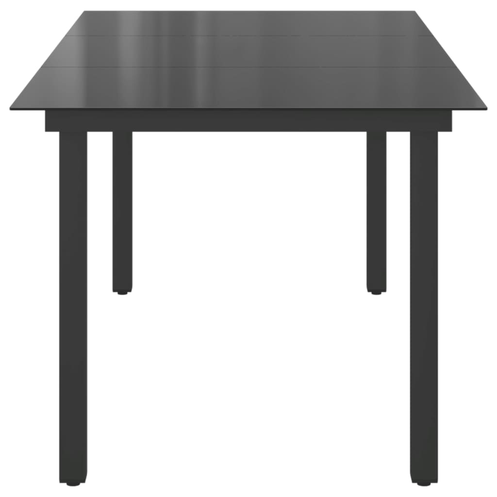 Garden Table Black 190x90x74 cm Aluminium and Glass