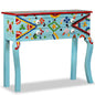 Console Table Solid Mango Wood Blue Hand Painted