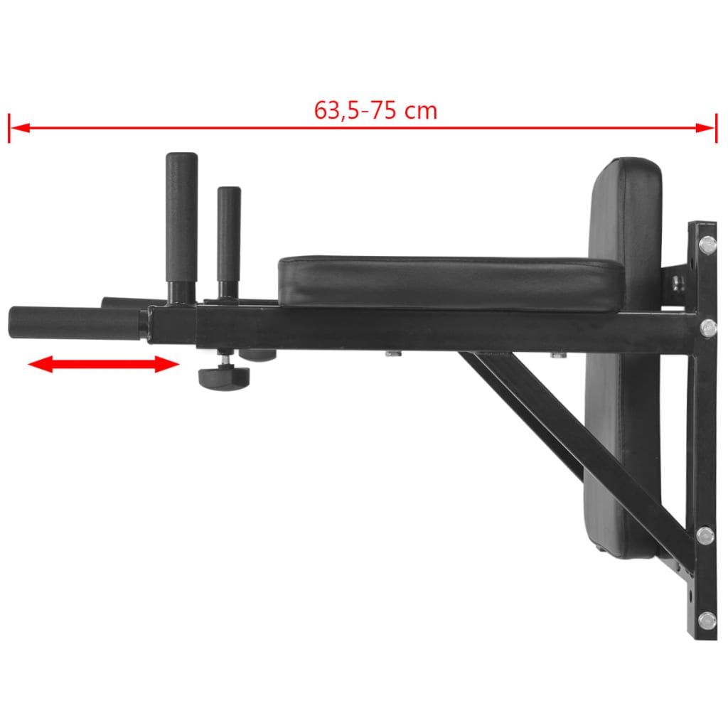 Wall-mounted Fitness Dip Station Black