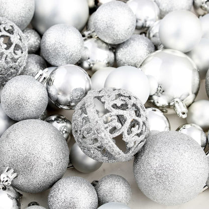 100 Piece Christmas Ball Set 3/4/6 cm Silver