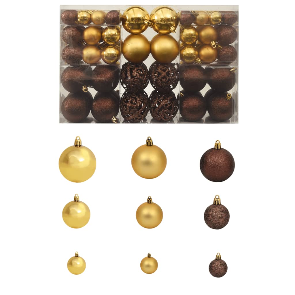 100 Piece Christmas Ball Set 3/4/6 cm Brown/Bronze/Gold