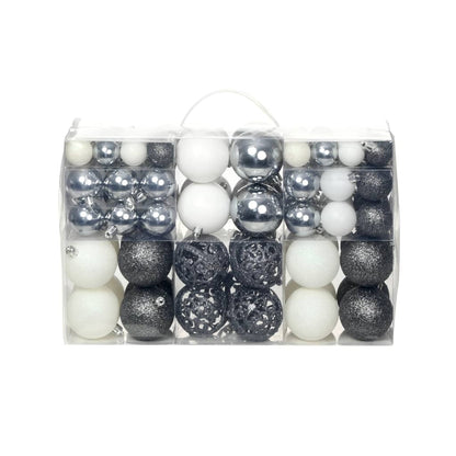 100 Piece Christmas Ball Set 3/4/6 cm White/Grey