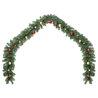 Christmas Garland Decorated with Baubles and LED Lights 5 m