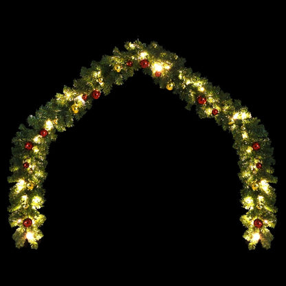 Christmas Garland Decorated with Baubles and LED Lights 20 m