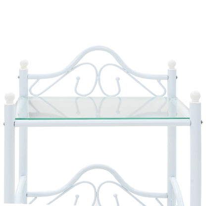 Bedside Tables 2pcs Steel and Tempered Glass 45x30.5x60cm White