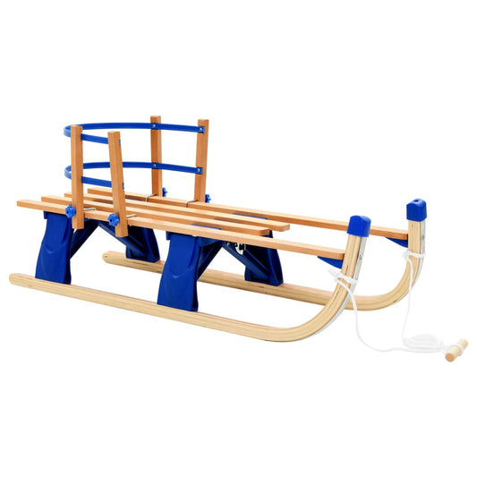 Folding Snow Sledge with Backrest Wood 119 cm