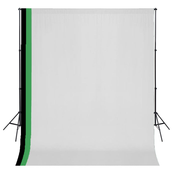 Photo Studio Kit with 3 Cotton Backdrops Adjustable Frame 3x3m