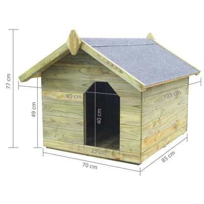 Garden Dog House with Opening Roof Impregnated Pinewood