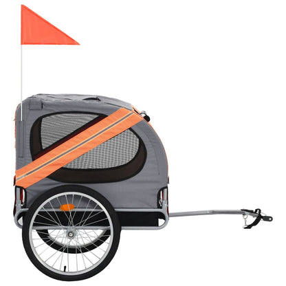 Pet Bike Trailer Orange and Grey