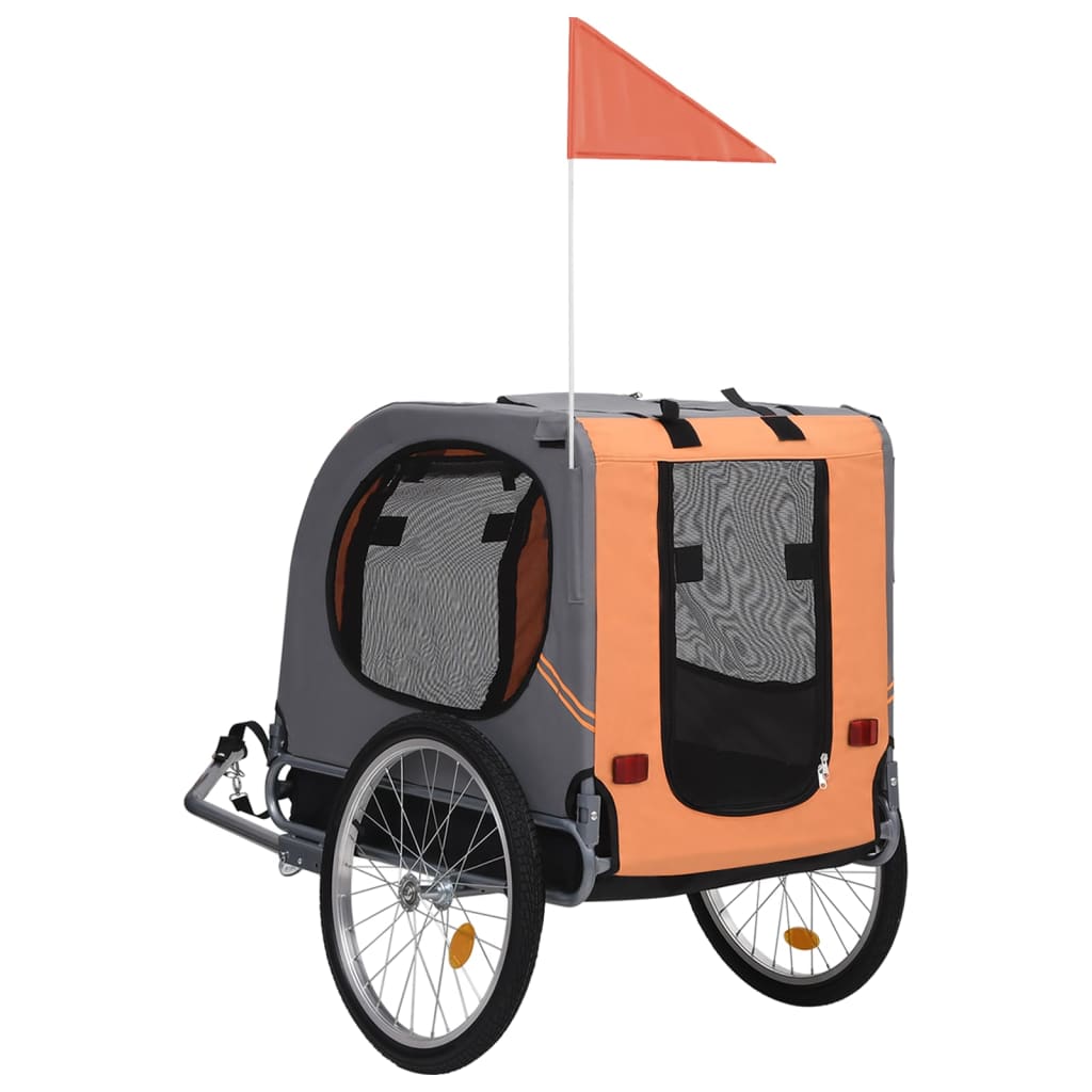 Pet Bike Trailer Orange and Grey