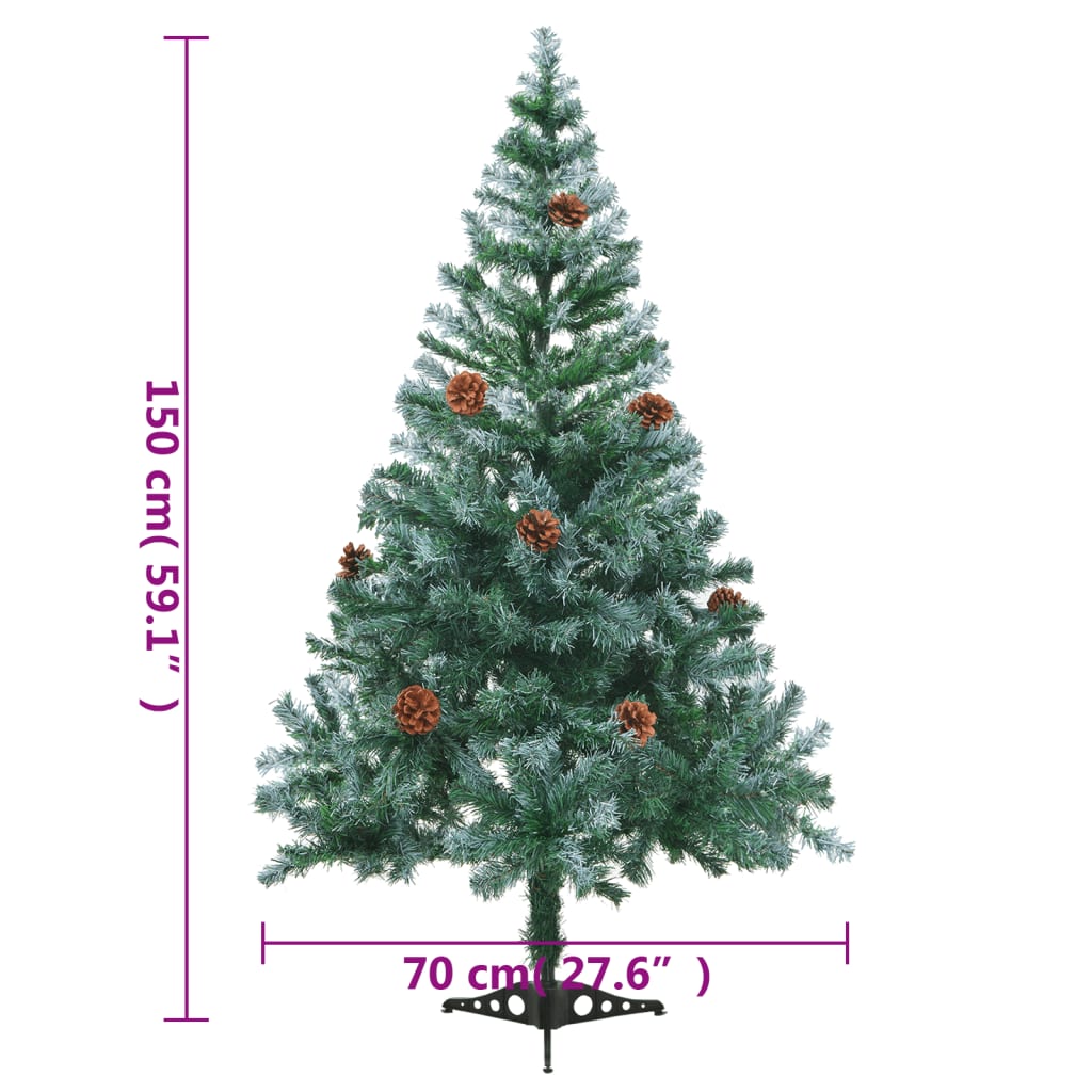 Frosted Christmas Tree with Pinecones 150 cm