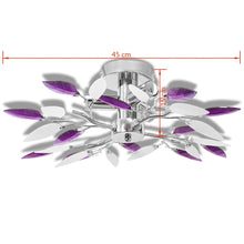 Load image into Gallery viewer, Ceiling Lamp White &amp; Purple Acrylic Crystal Leaf Arms 3 E14 Bulbs
