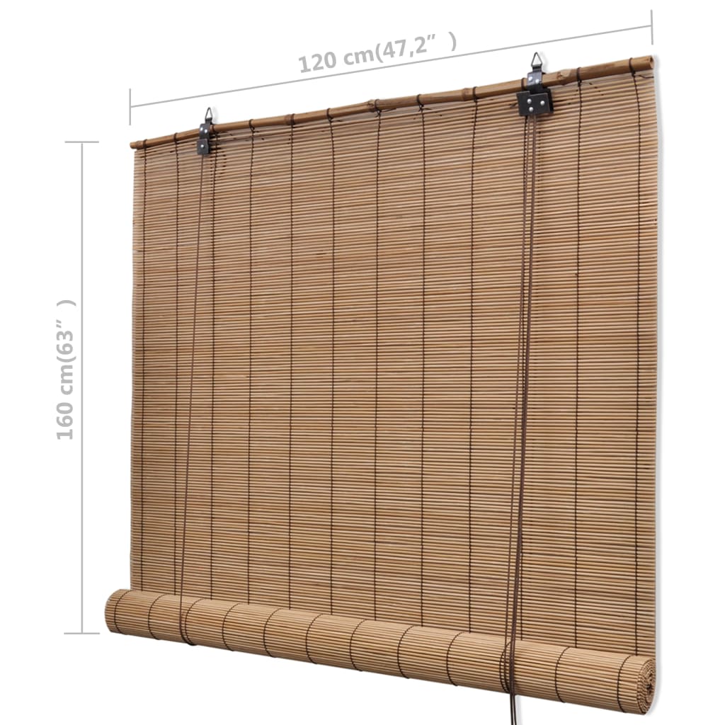 Brown Bamboo Roller Blinds 120 x 160 cm