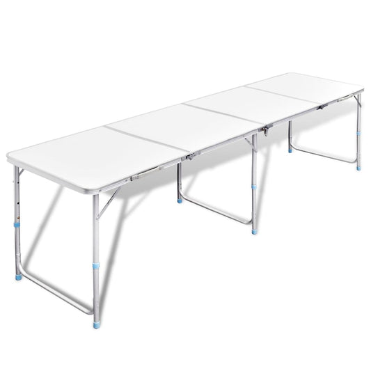 Foldable Camping Table Height Adjustable Aluminium 240 x 60 cm