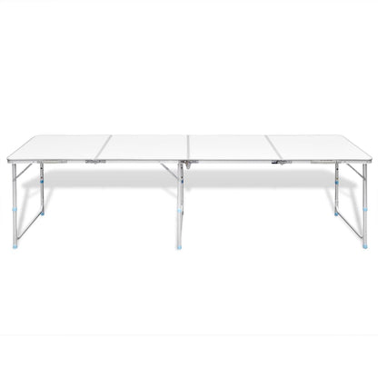 Foldable Camping Table Height Adjustable Aluminium 240 x 60 cm