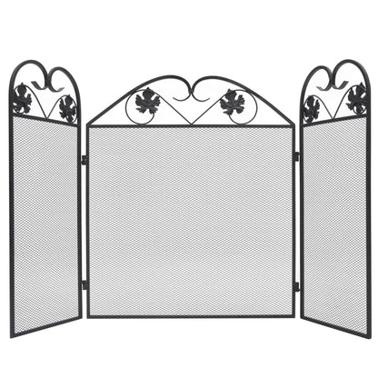 3-panel Fireplace Screen Iron Black