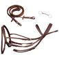 Leather Flash Bridle with Reins and Bit Brown Full