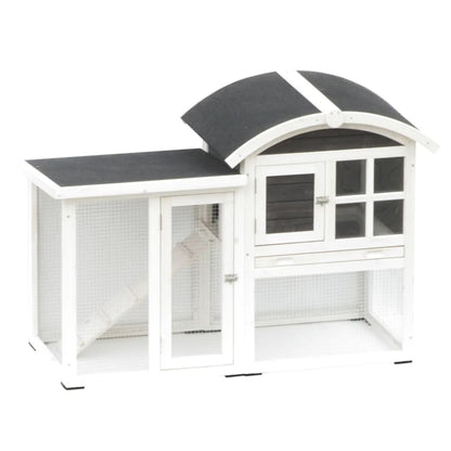 @Pet Rabbit Hutch Piazza White and Black 130x62x90.5 cm 20085