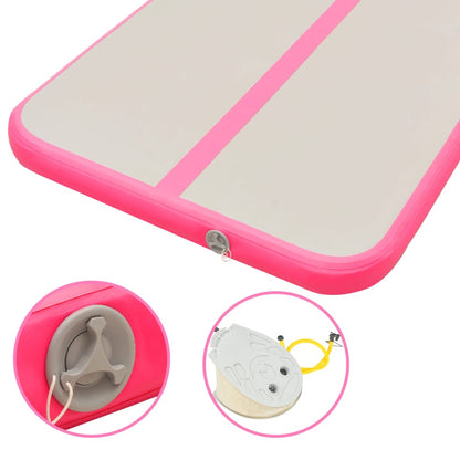 Inflatable Gymnastics Mat with Pump 600x100x10 cm PVC Pink