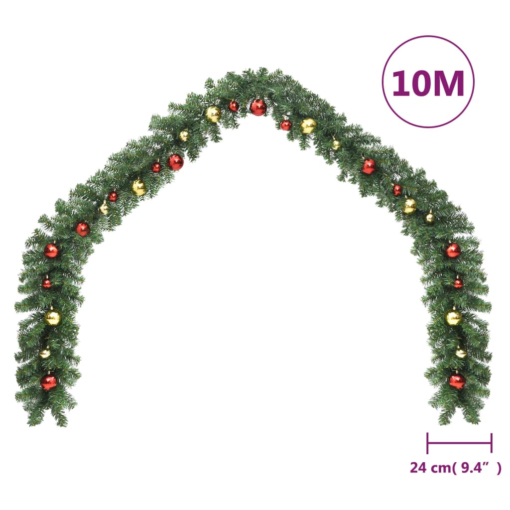 Christmas Garland Decorated with Baubles 10 m