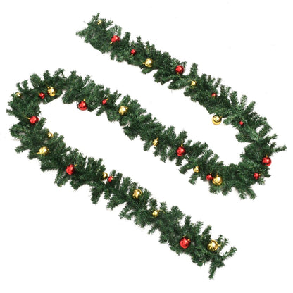 Christmas Garlands 4 pcs with Baubles Green 270 cm PVC