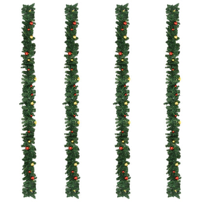 Christmas Garlands 4 pcs with Baubles Green 270 cm PVC