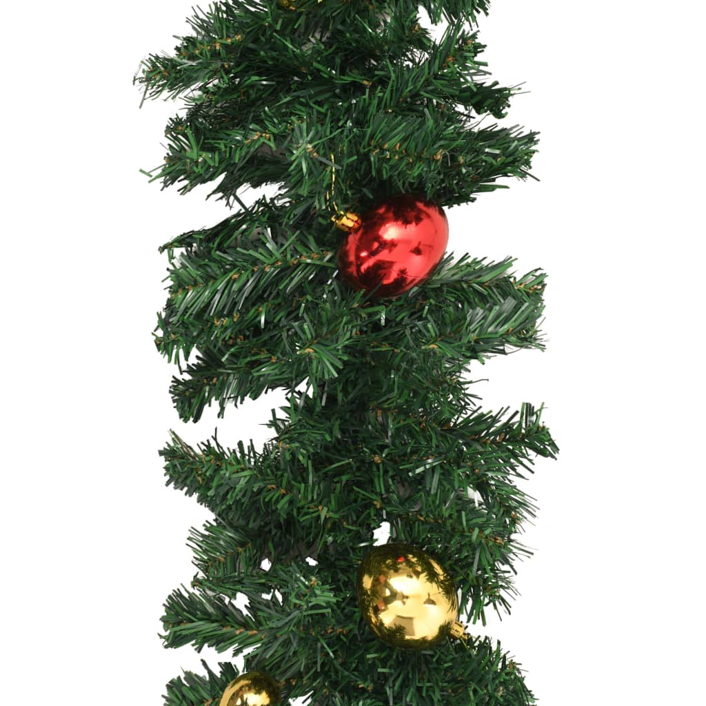 Christmas Garlands 4 pcs with Baubles Green 270 cm PVC