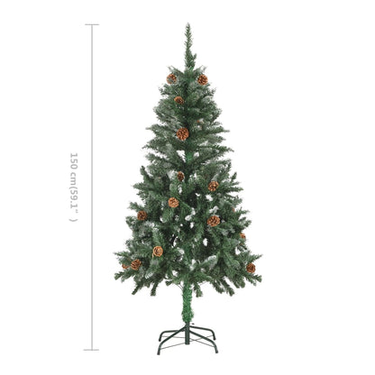 Artificial Christmas Tree with Pine Cones and White Glitter 150 cm