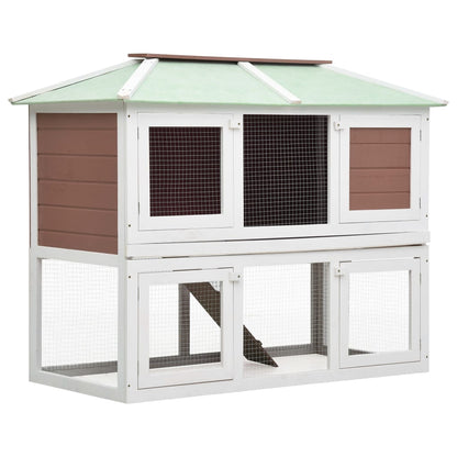 Animal Rabbit Cage Double Floor Brown Wood