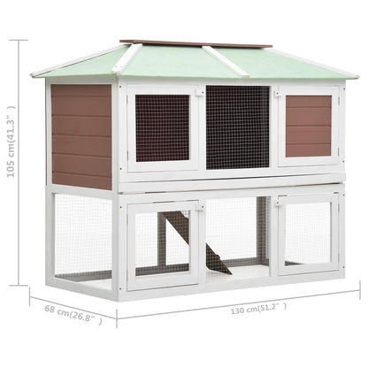 Animal Rabbit Cage Double Floor Brown Wood