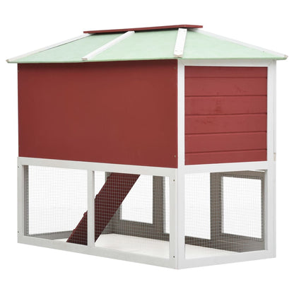 Animal Rabbit Cage Double Floor Red Wood