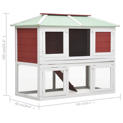 Animal Rabbit Cage Double Floor Red Wood