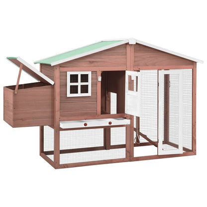 Chicken Coop with Nest Box Mocha and White Solid Fir Wood