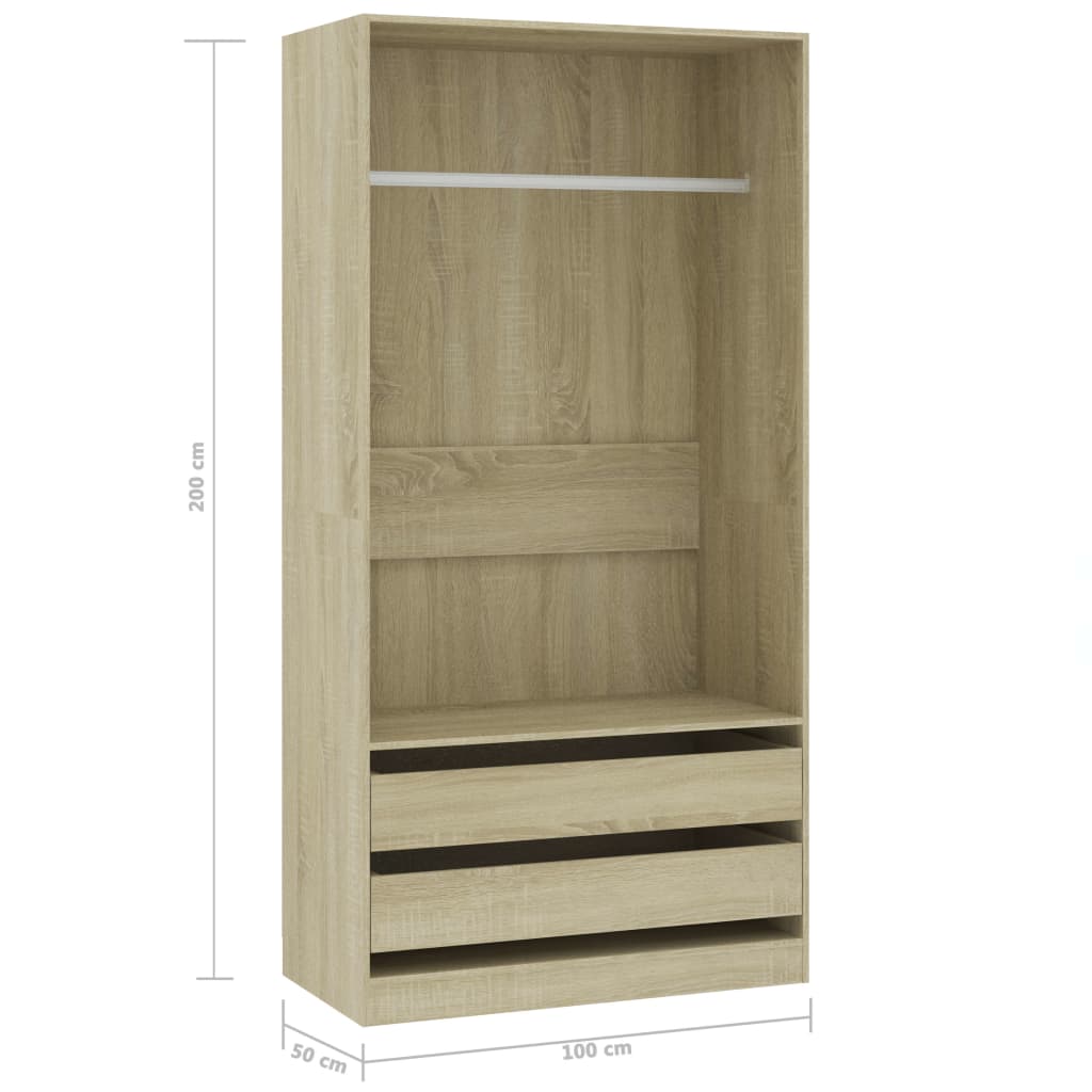 Wardrobe Sonoma Oak 100x50x200 cm Engineered Wood