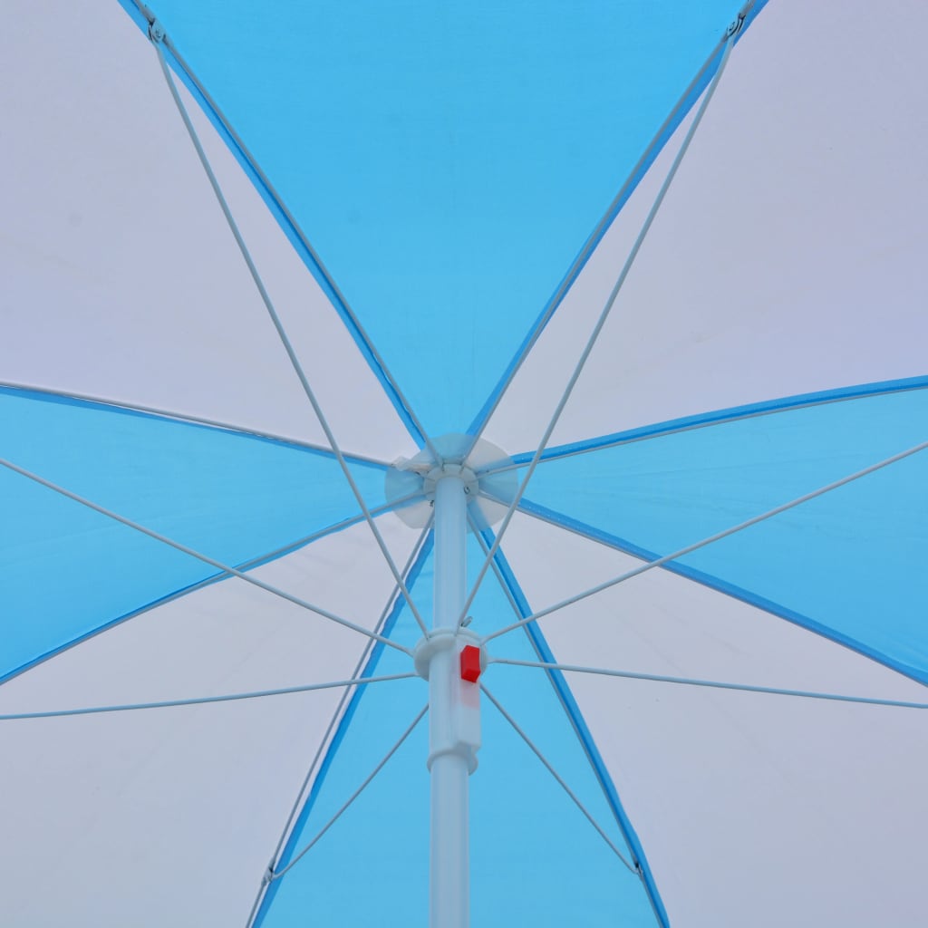 Beach Umbrella Shelter Blue and White 180 cm Fabric