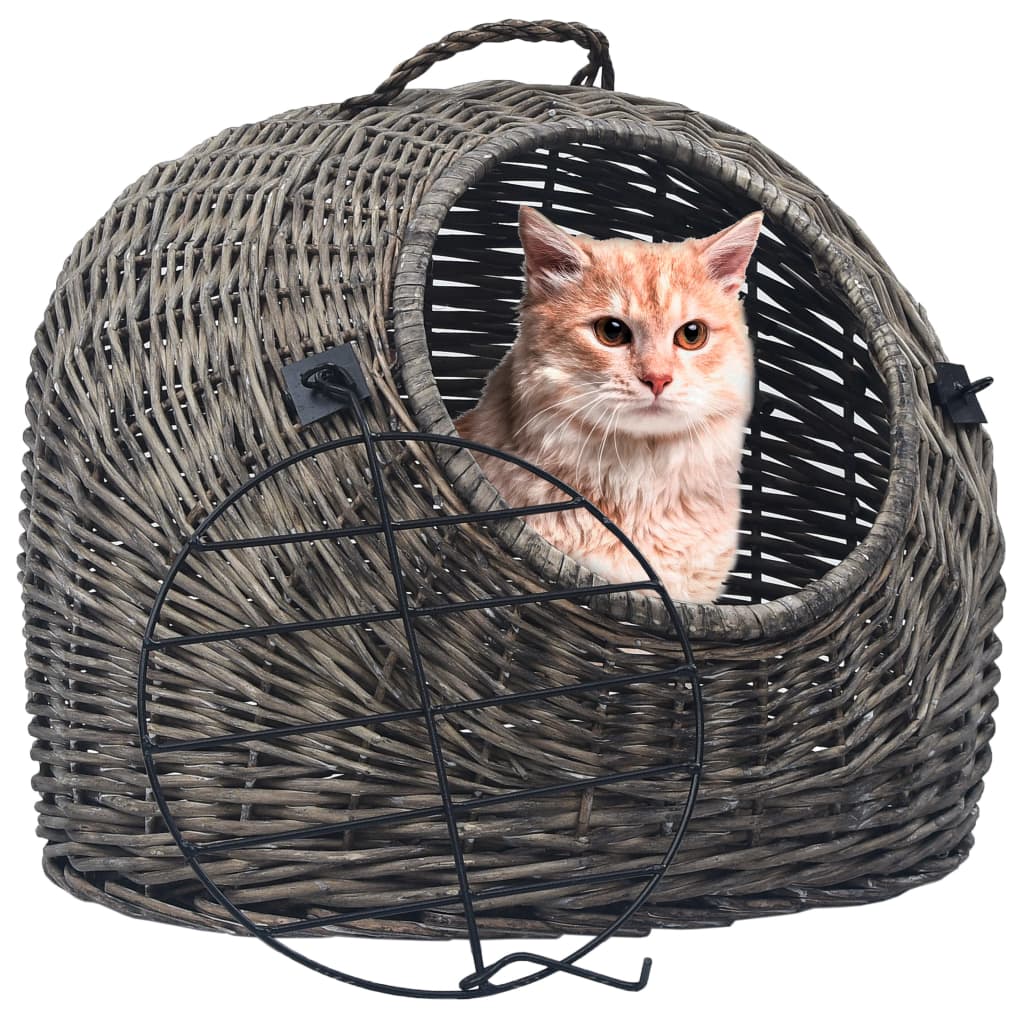 Cat Transporter Grey 45x35x35 cm Natural Willow