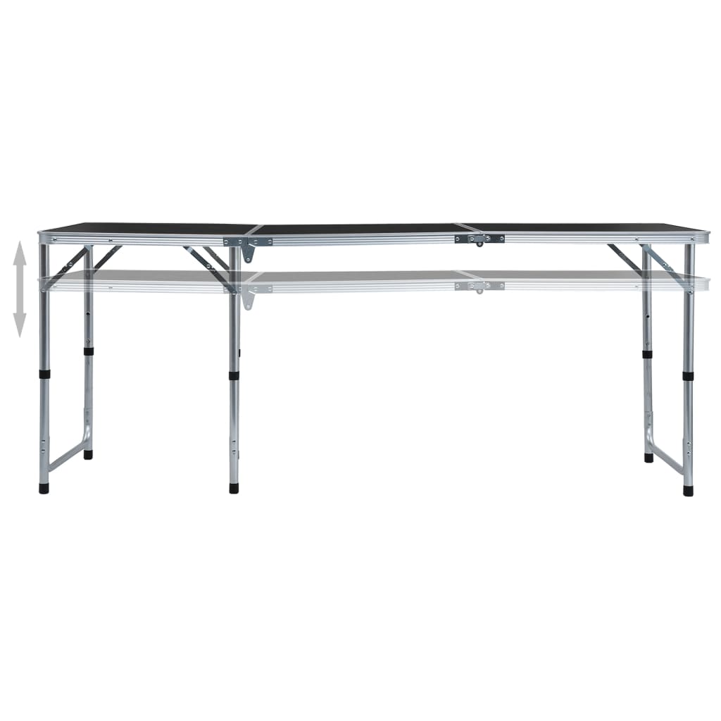 Foldable Camping Table Grey Aluminium 180x60 cm