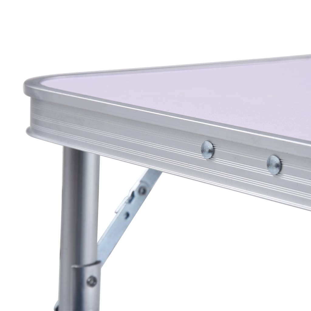 Folding Camping Table White Aluminium 60x45 cm