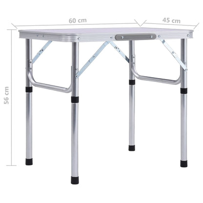 Folding Camping Table White Aluminium 60x45 cm