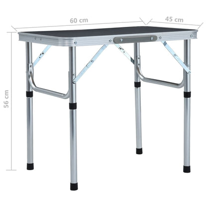 Folding Camping Table Grey Aluminium 60x45 cm