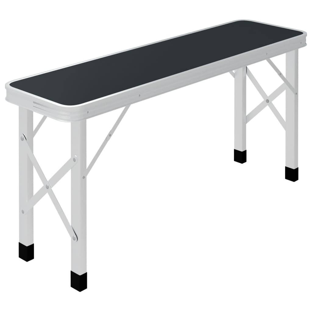 Folding Camping Table with 2 Benches Aluminium Grey