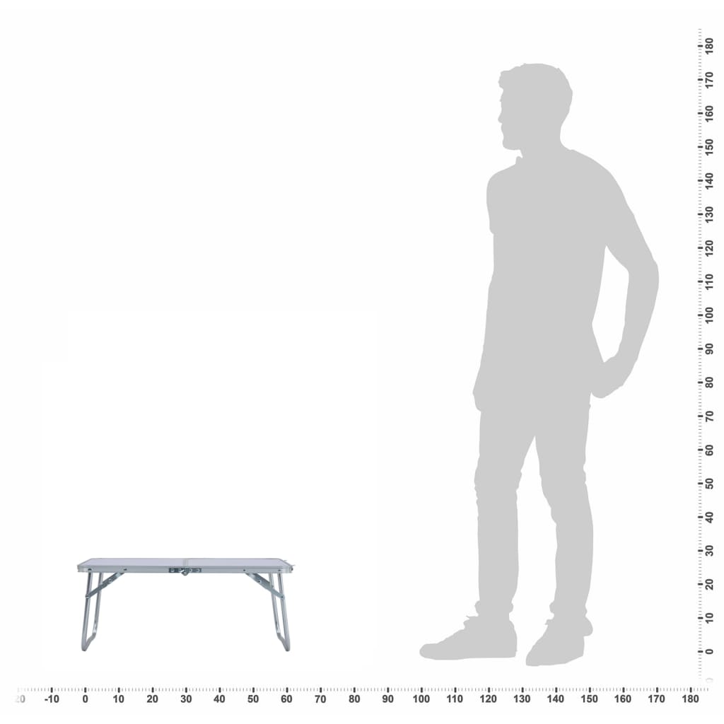 Folding Camping Table White Aluminium 60x40 cm