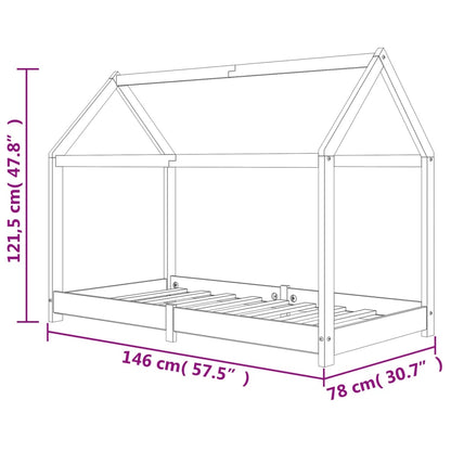 Kids Bed Frame Solid Pine Wood 70x140 cm