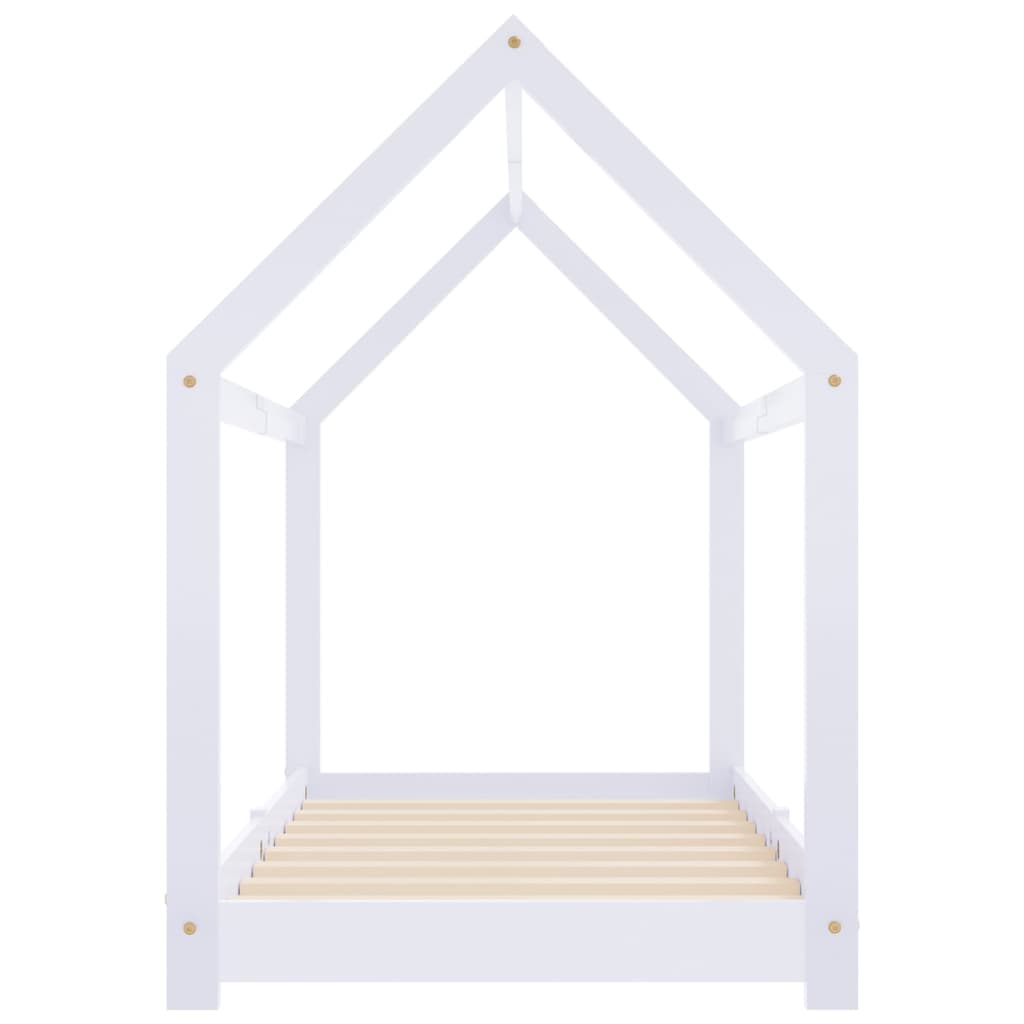 Kids Bed Frame White Solid Pine Wood 70x140 cm