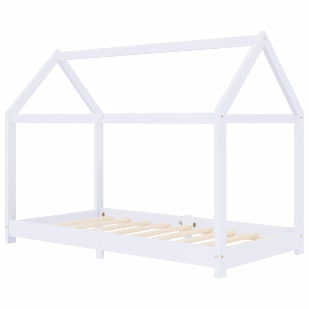 Kids Bed Frame White Solid Pine Wood 80x160 cm