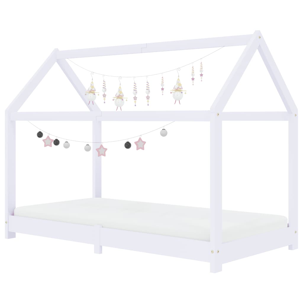 Kids Bed Frame White Solid Pine Wood 80x160 cm