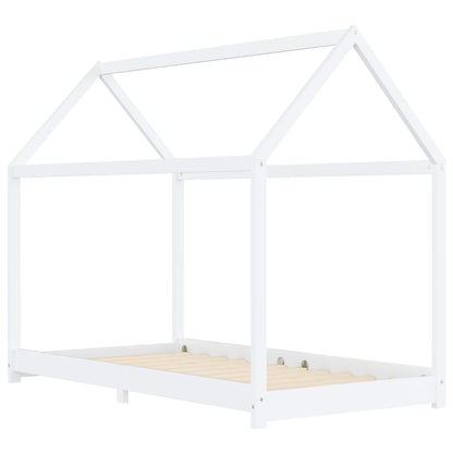 Kids Bed Frame White Solid Pine Wood 90x200 cm