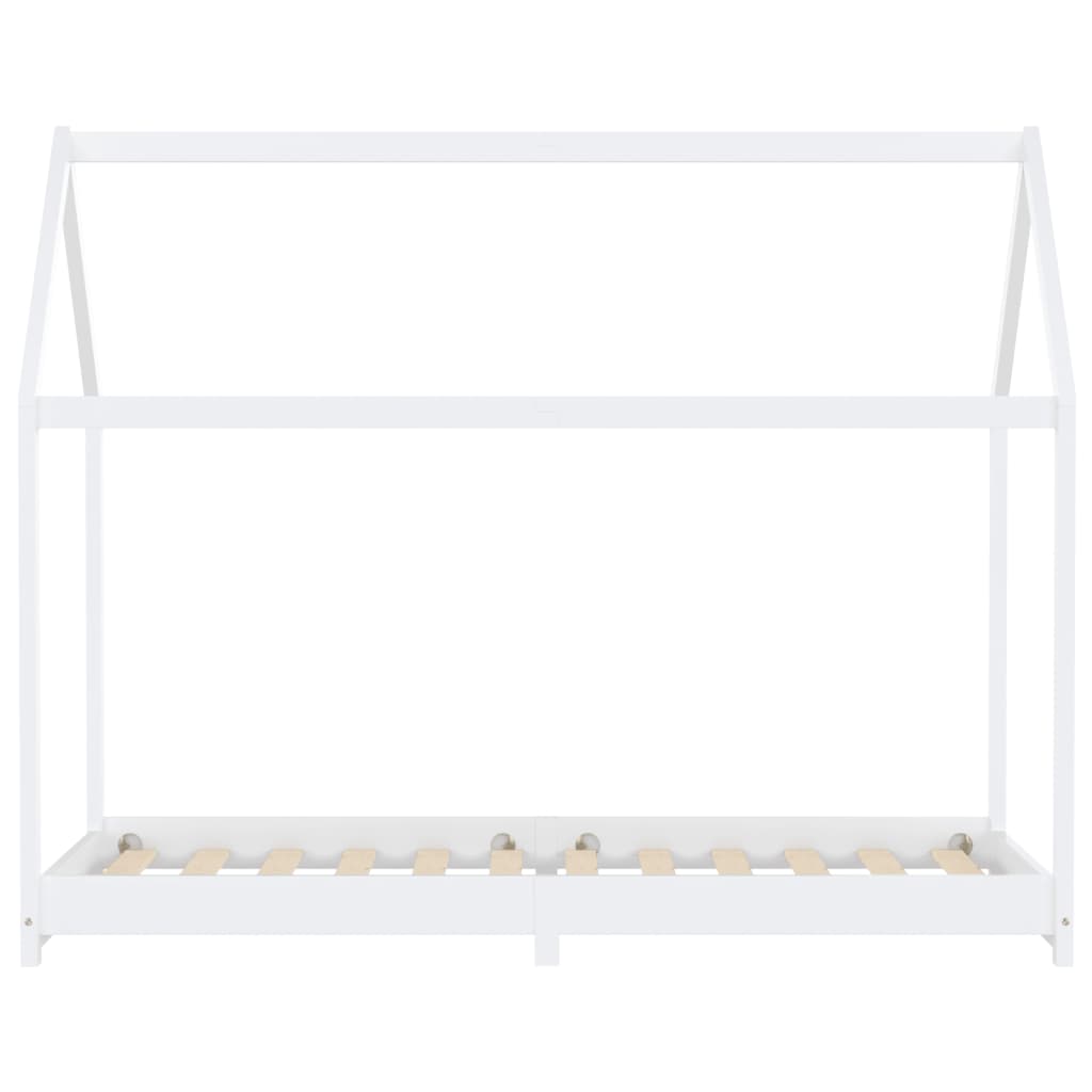 Kids Bed Frame White Solid Pine Wood 90x200 cm