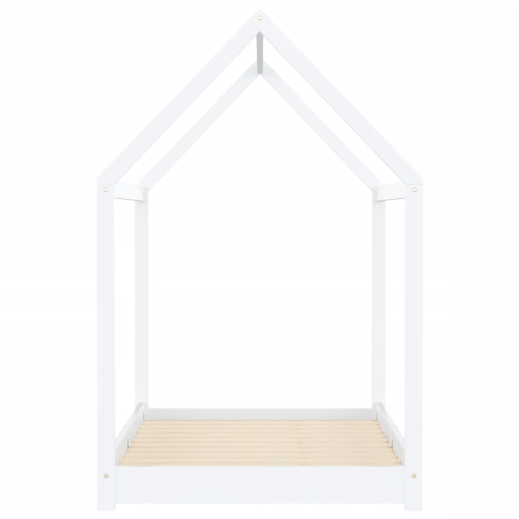 Kids Bed Frame White Solid Pine Wood 90x200 cm